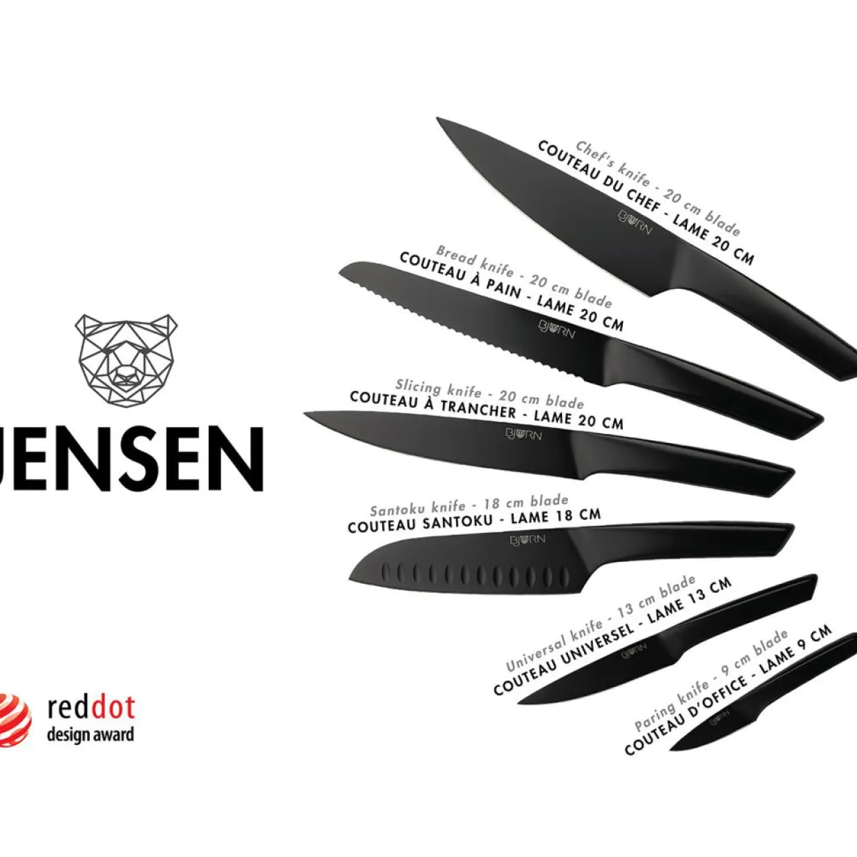 Bjorn Couteaux^Couteaux de cuisine Jensen - 6 pièces noir mat