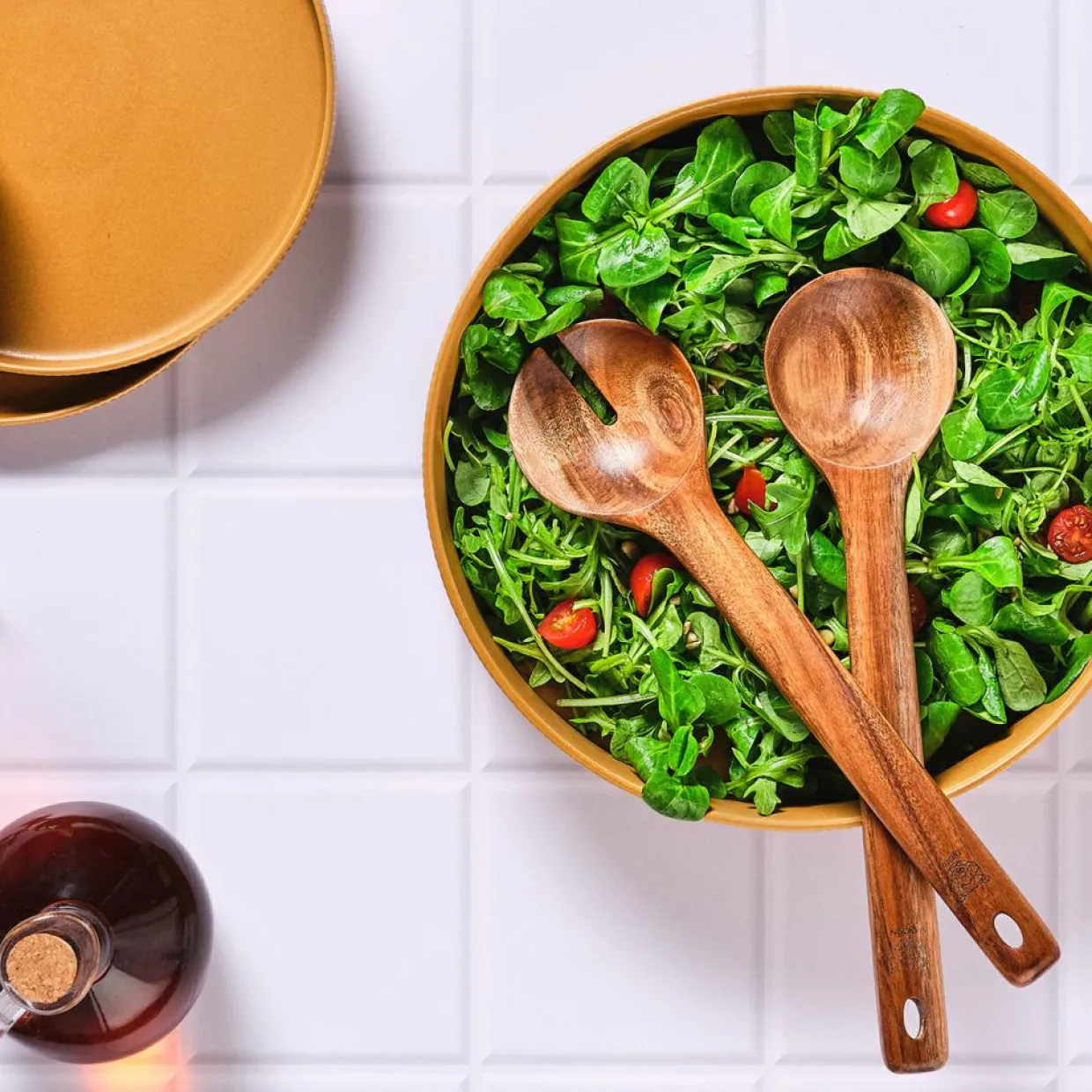 Couverts à salade en bois d'acacia OLLE marron-Bjorn Online