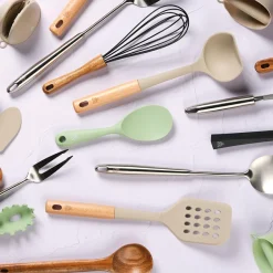 Couverts à salade en bois et silicone GUNNAR beige/marron-Bjorn Discount