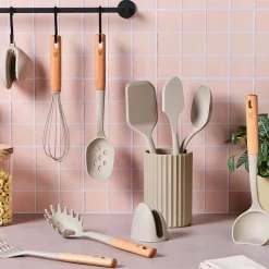 Couverts à salade en bois et silicone GUNNAR beige/marron-Bjorn Discount