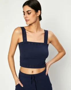 Crop top Jeanne bleu marine-Huit
