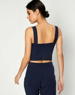 Crop top Jeanne bleu marine-Huit