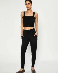 Crop top Jeanne noir-Huit Clearance