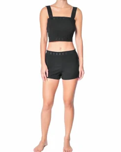 Crop top Jeanne noir-Huit Clearance