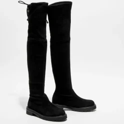 Femme Stuart Weitzman Bottes^Cuissardes en Velours de Cuir Lowland Lift noires