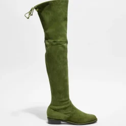 Cuissardes en Velours de Cuir Lowland vertes-Stuart Weitzman