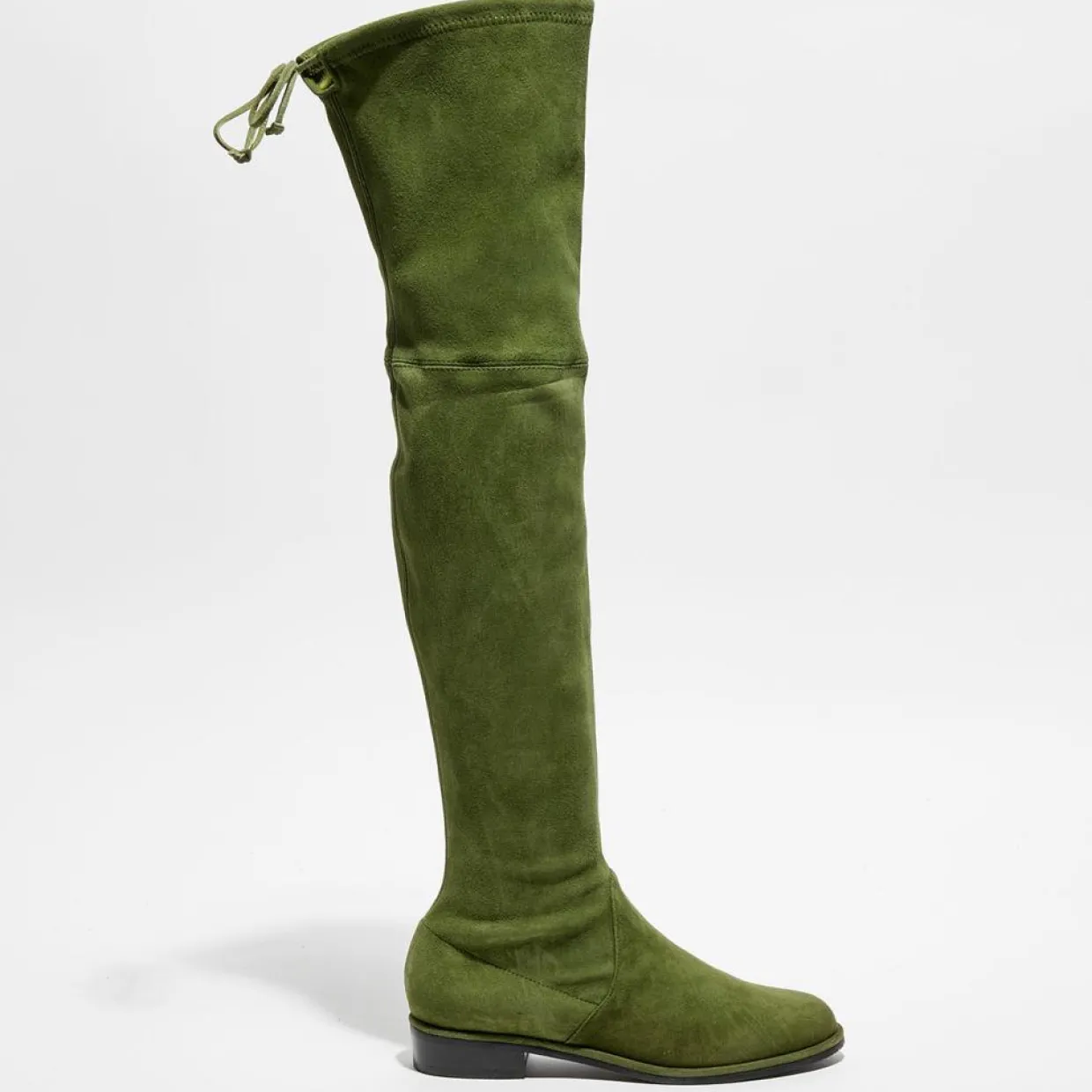 Cuissardes en Velours de Cuir Lowland vertes-Stuart Weitzman