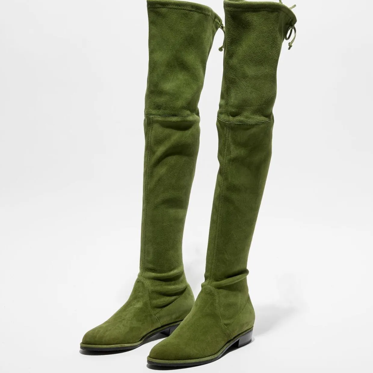 Cuissardes en Velours de Cuir Lowland vertes-Stuart Weitzman