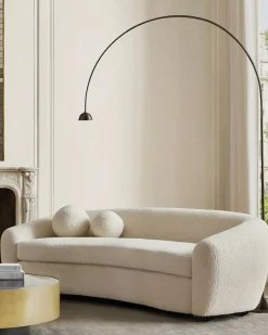 Uniqka Canapés^Curve - Canapé arrondi 3 places en tissu bouclé cream