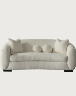 Uniqka Canapés^Curve - Canapé arrondi 3 places en tissu bouclé cream