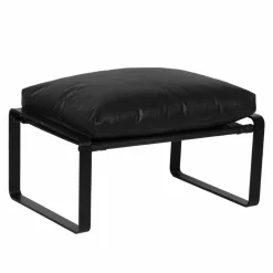 Bois & Chiffons Poufs^Damo black pouf Leather Noir - 68x46x35 cm