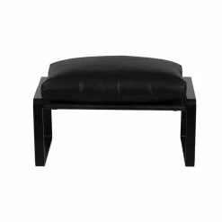 Bois & Chiffons Poufs^Damo black pouf Leather Noir - 68x46x35 cm
