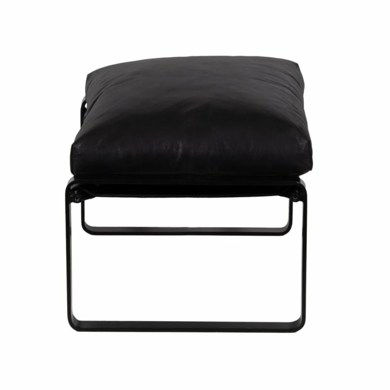 Bois & Chiffons Poufs^Damo black pouf Leather Noir - 68x46x35 cm