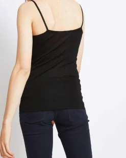 Femme Mare Lingerie, Nuit^Débardeur 100% Coton Fil d'Ecosse noir