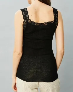 Femme Mare Lingerie, Nuit^Débardeur Catherine en Laine & Soie noir