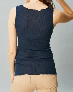 Femme Mare Lingerie, Nuit^Débardeur Célia en Laine & Soie bleu