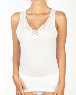 Femme Mare Tops Et Blouses^Débardeur Dora en Coton avec dentelle blanc