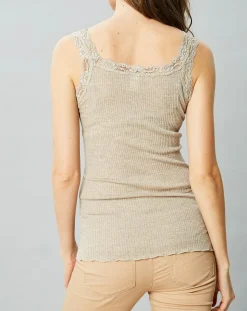Débardeur en Laine & Soie caramel-Mare Sale