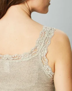 Débardeur en Laine & Soie caramel-Mare Sale