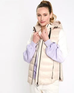 Doudoune à capuche sans manches beige-Esprit Outlet
