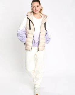 Doudoune à capuche sans manches beige-Esprit Outlet