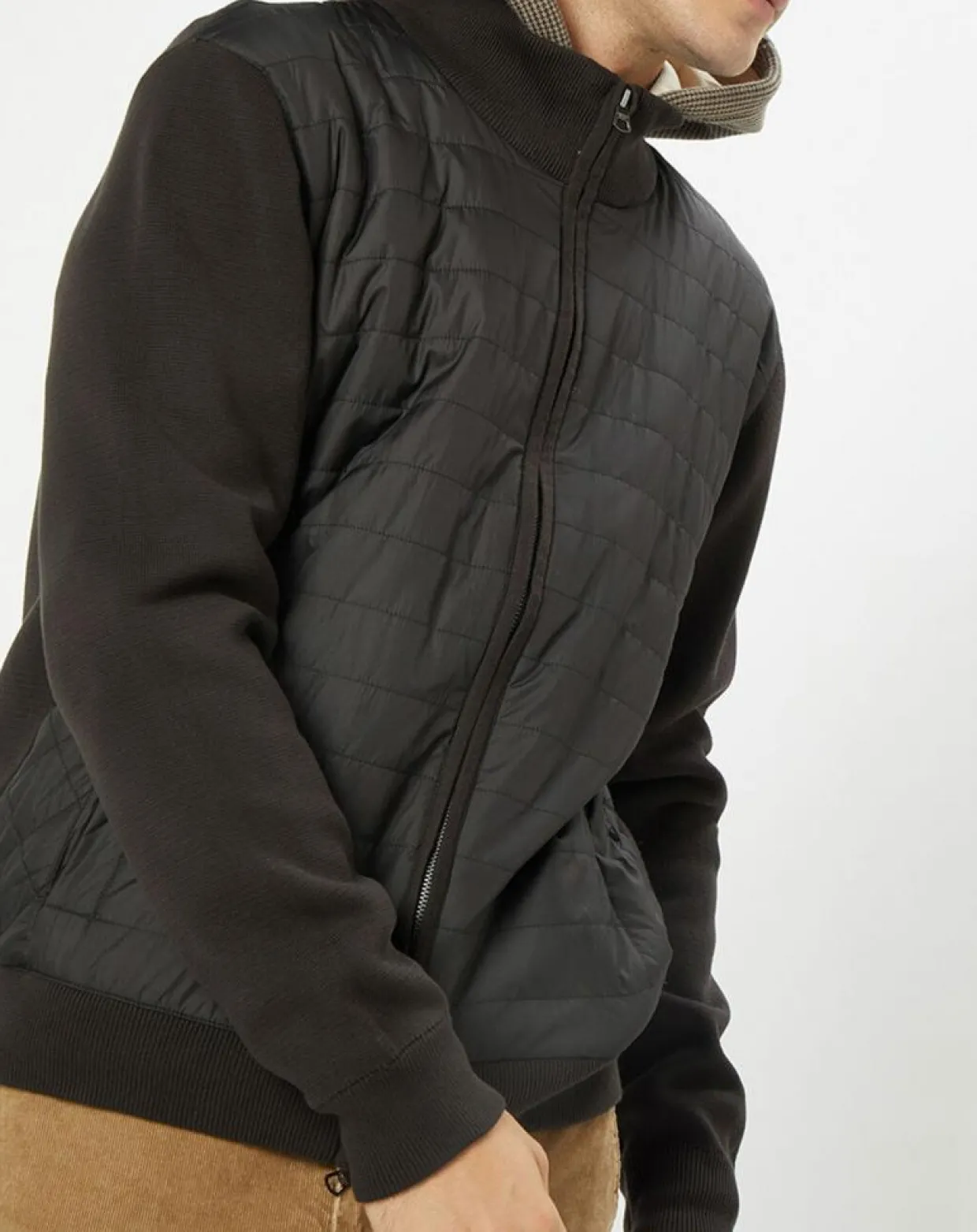Homme Hackett London Manteaux^Doudoune Bi-matière Hybride Media noir/marron