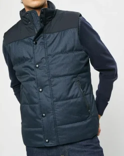 Doudoune bi-matière sans manches bleu marine-Hackett London Discount