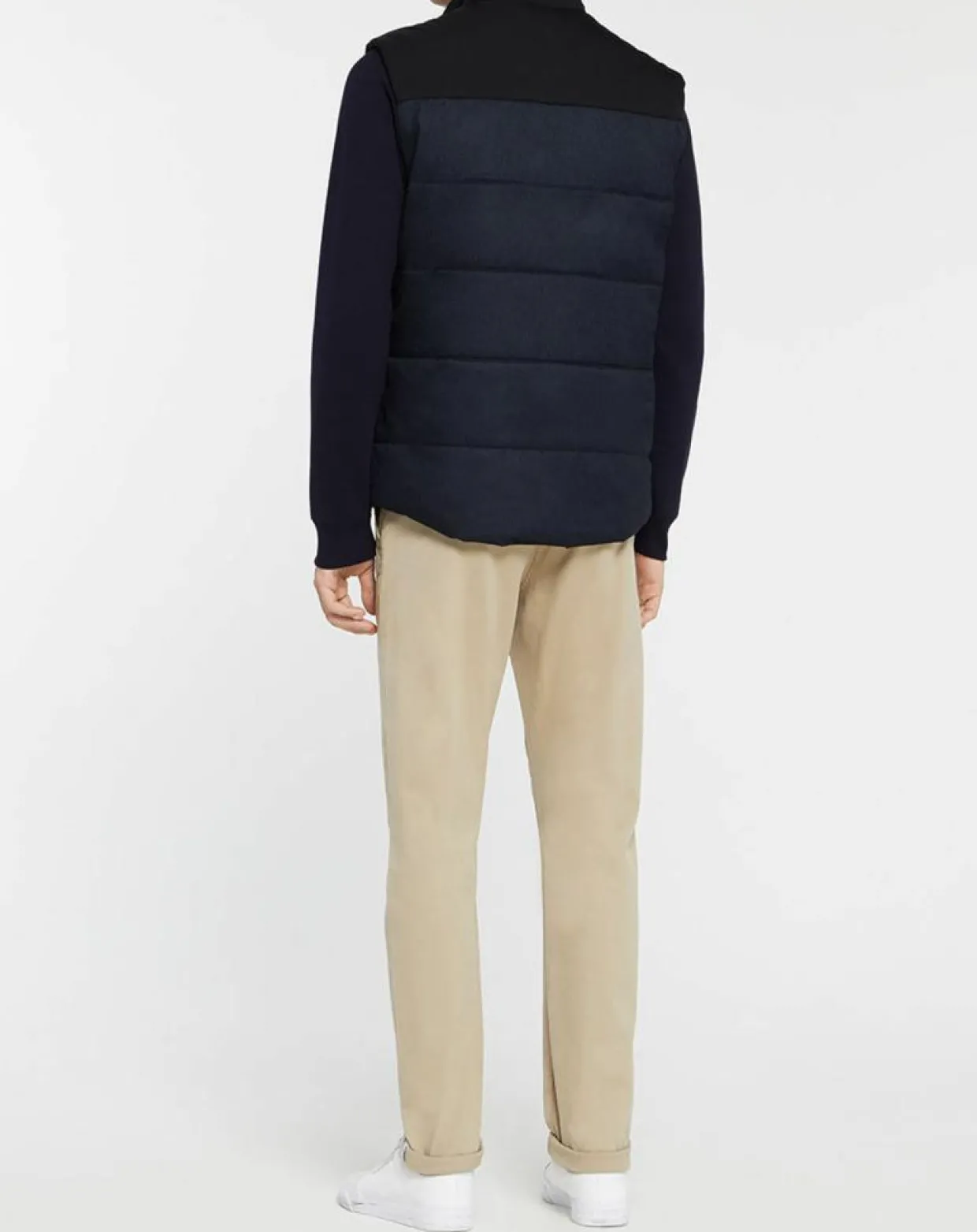Doudoune bi-matière sans manches bleu marine-Hackett London Discount