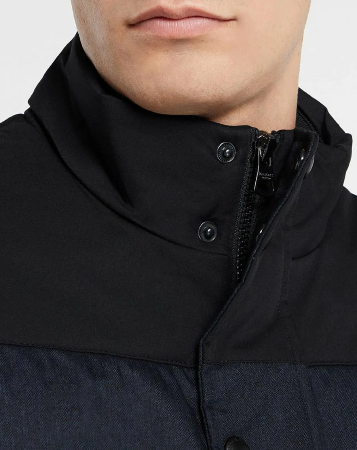 Doudoune bi-matière sans manches bleu marine-Hackett London Discount