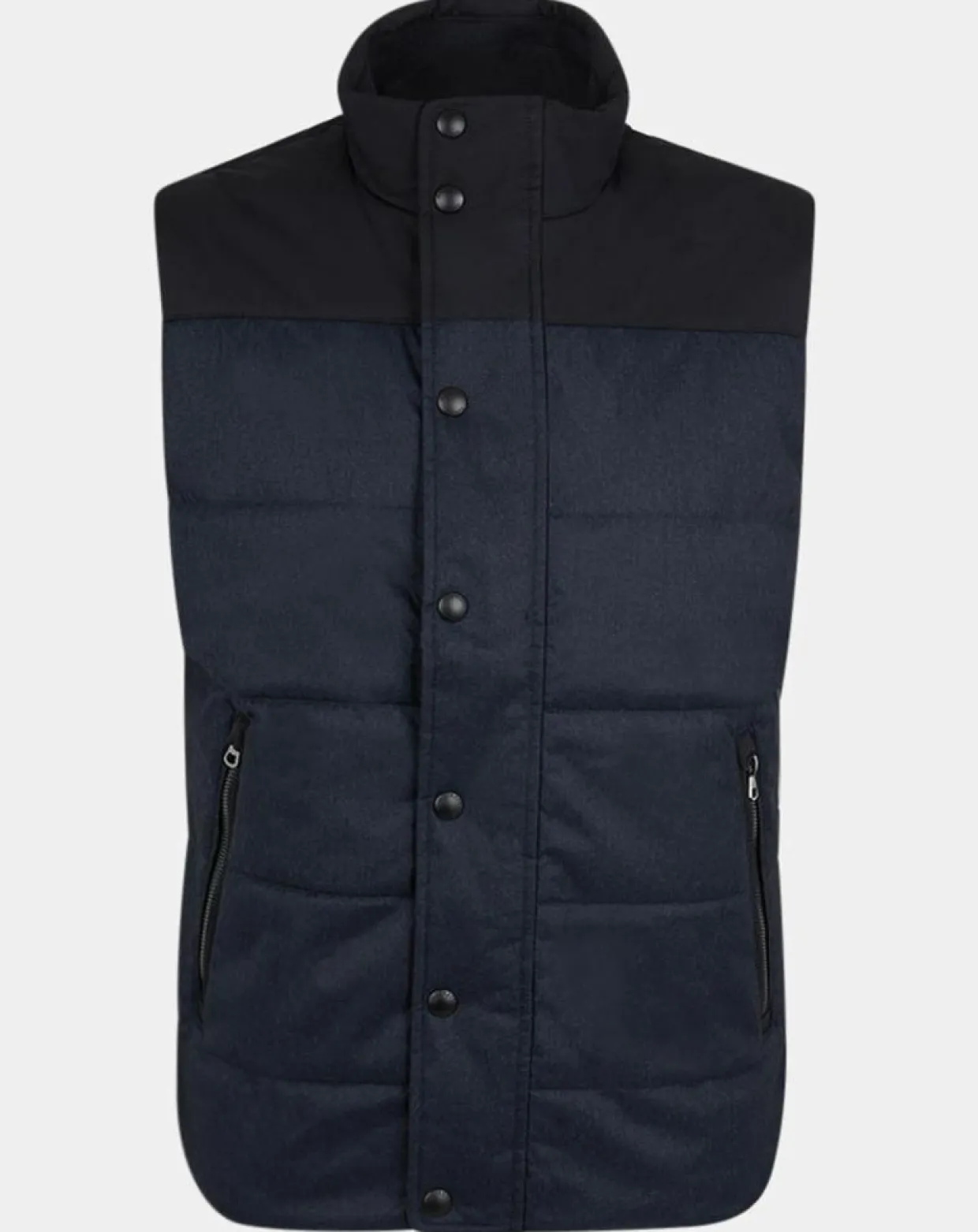 Doudoune bi-matière sans manches bleu marine-Hackett London Discount
