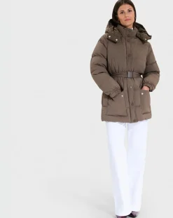 Doudoune ceinturée Dilek kaki marron-Zapa Discount