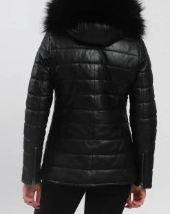 Femme Blue Wellford Manteaux^Doudoune en Cuir Bleny noire