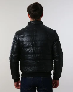 Homme Chyston Vestes, Blousons^Doudoune en Cuir Brad noire