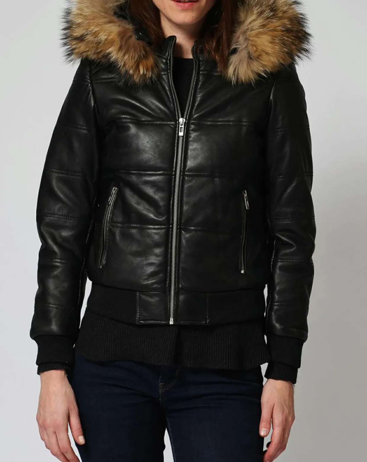 Doudoune en Cuir Chelia noire-Chyston Online