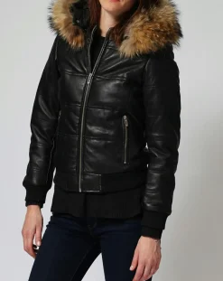 Doudoune en Cuir Chelia noire-Chyston Online