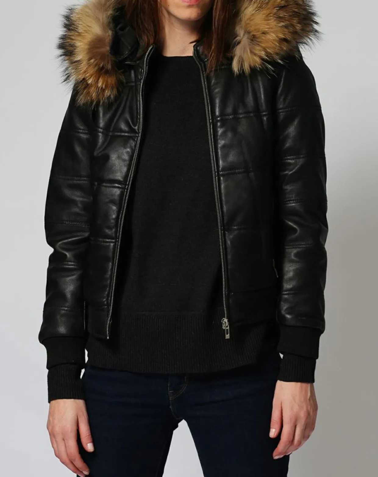 Doudoune en Cuir Chelia noire-Chyston Online