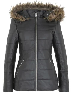 Femme Chyston Manteaux^Doudoune en Cuir d'Agneau Clarence noire