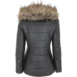 Femme Chyston Manteaux^Doudoune en Cuir d'Agneau Clarence noire