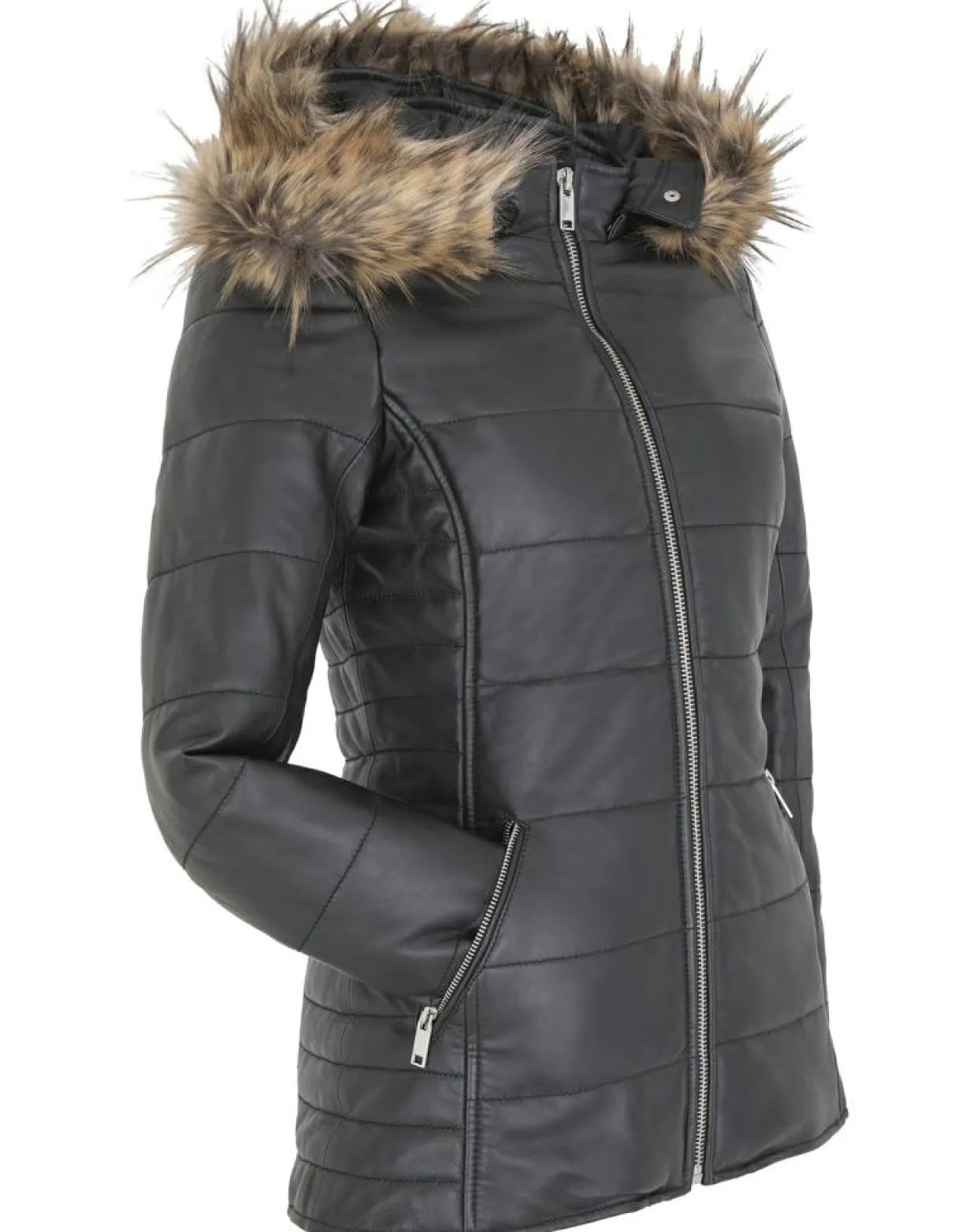 Femme Chyston Manteaux^Doudoune en Cuir d'Agneau Clarence noire