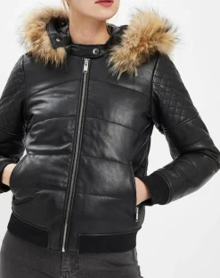 Doudoune en Cuir Kory noire-Chyston Clearance