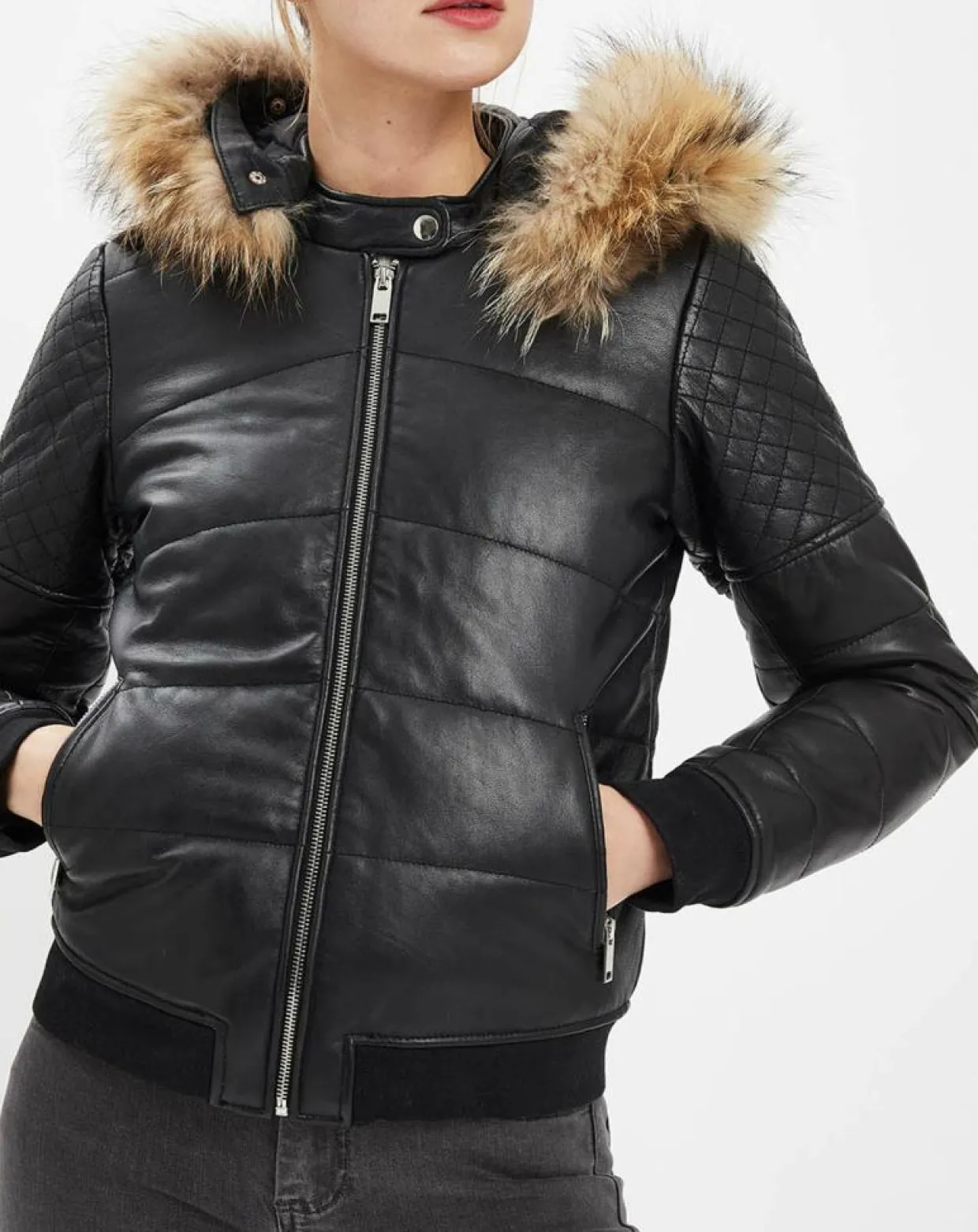 Doudoune en Cuir Kory noire-Chyston Clearance