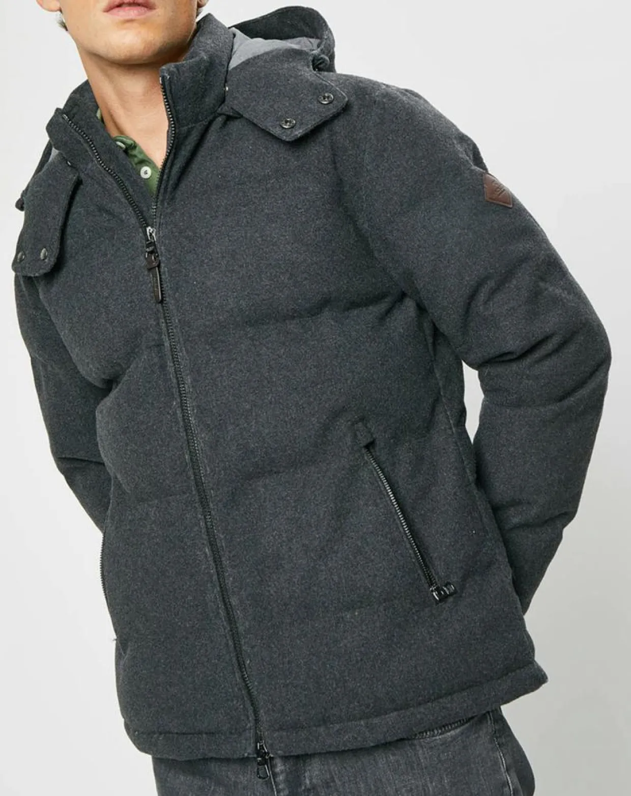Homme Hackett London Manteaux^Doudoune en Flanelle Puffer gris foncé