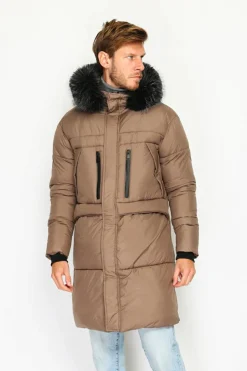 Homme C&Jo Manteaux^Doudoune longue avec isolation thermique jusqu'à -20 °C marron