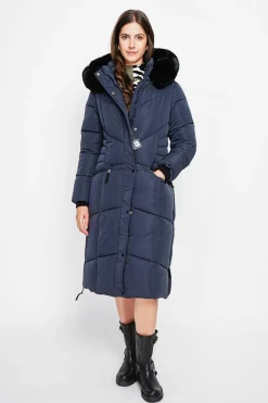 Doudoune longue bleu nuit-Assuili Clearance