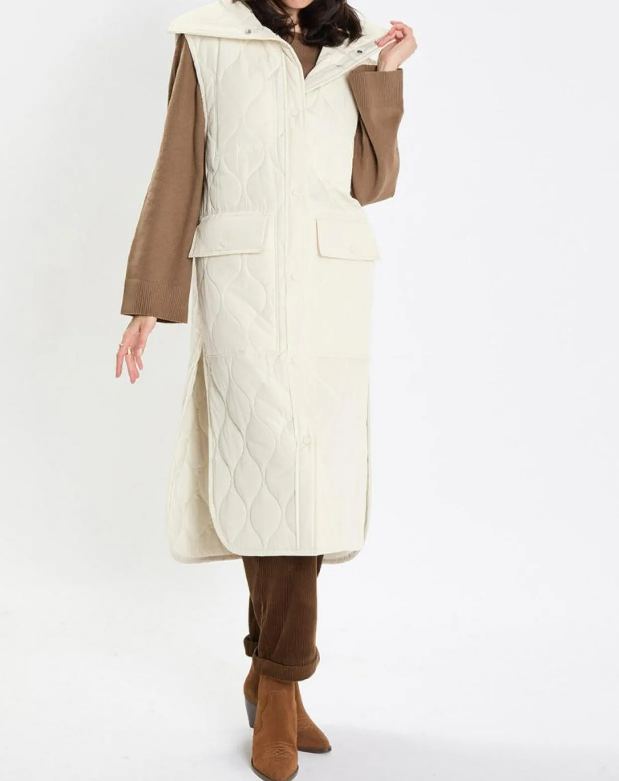 Doudoune longue sans manches padded beige-Marc O'Polo Hot