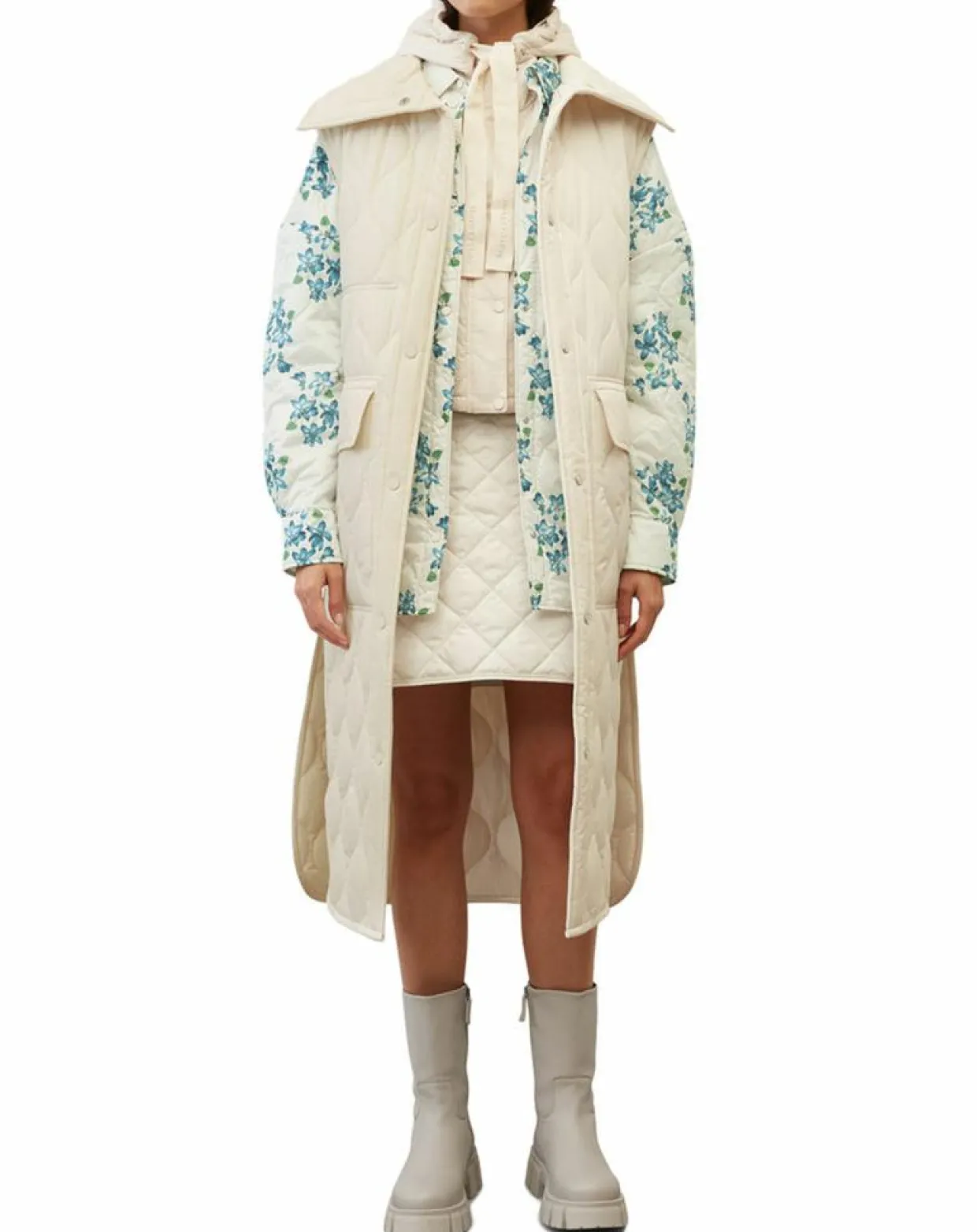 Doudoune longue sans manches padded beige-Marc O'Polo Hot