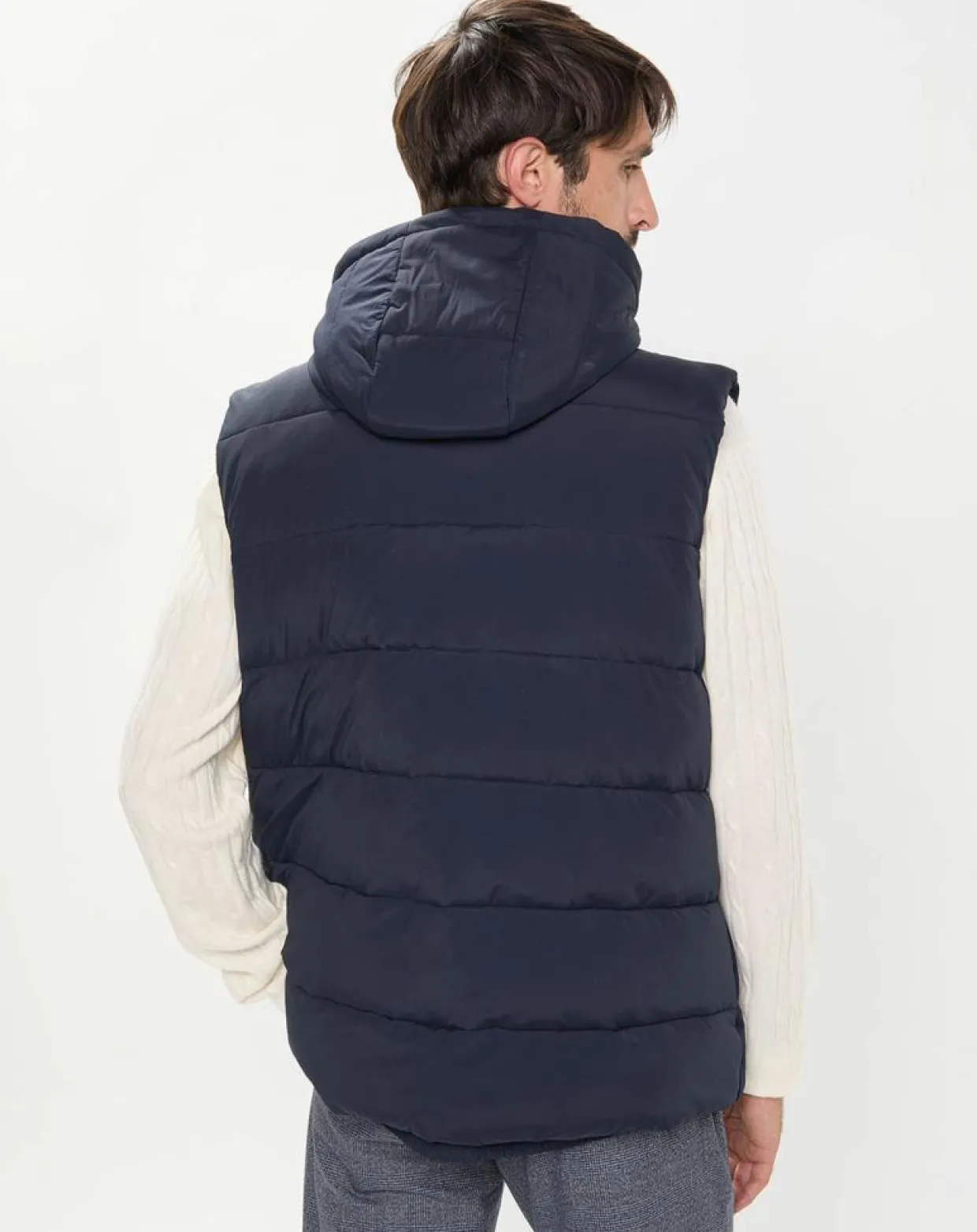 Doudoune sans manches à capuche bleue-Hackett London Outlet