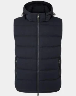 Doudoune sans manches à capuche bleue-Hackett London Outlet