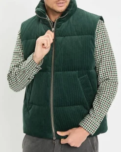 Doudoune sans manches en Velours milleraies 100% Coton Bio verte-Marc O'Polo Hot