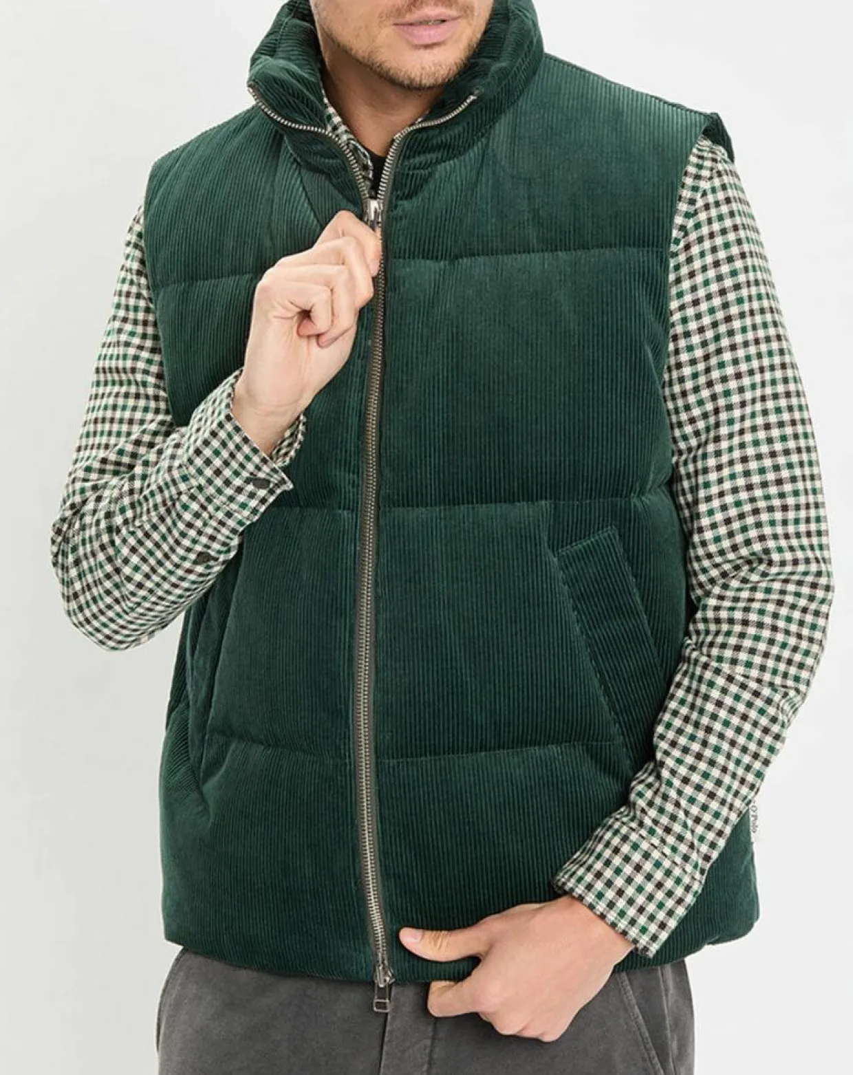 Doudoune sans manches en Velours milleraies 100% Coton Bio verte-Marc O'Polo Hot